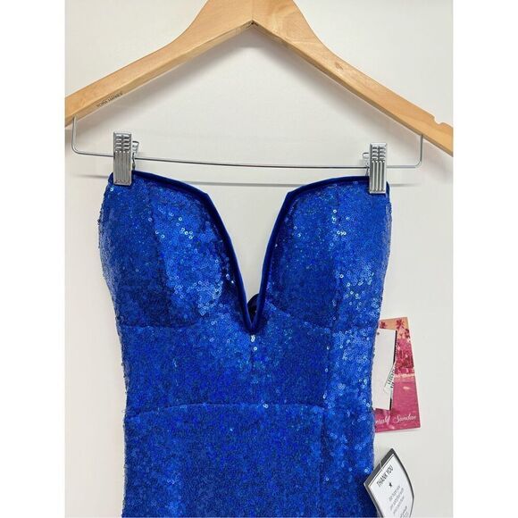 Emerald Sundae Dress XS Strapless Sequin Front Slit Lace Up Mermaid‎ Gown NEW - Picture 6 of 12